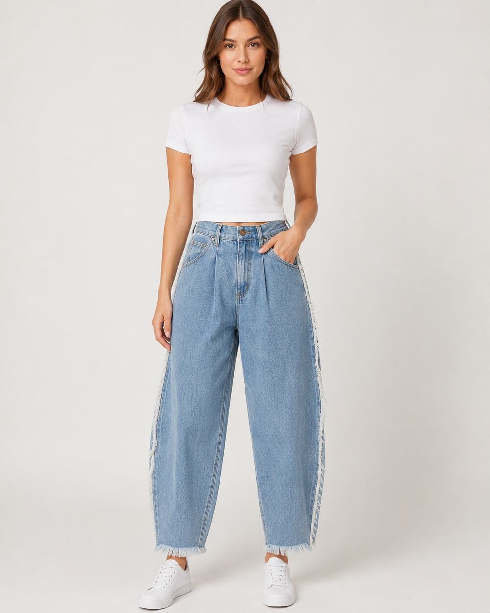 Vibrant M.I.U Y2K Fringe Barrel Jeans Light Wash Size 3 W25